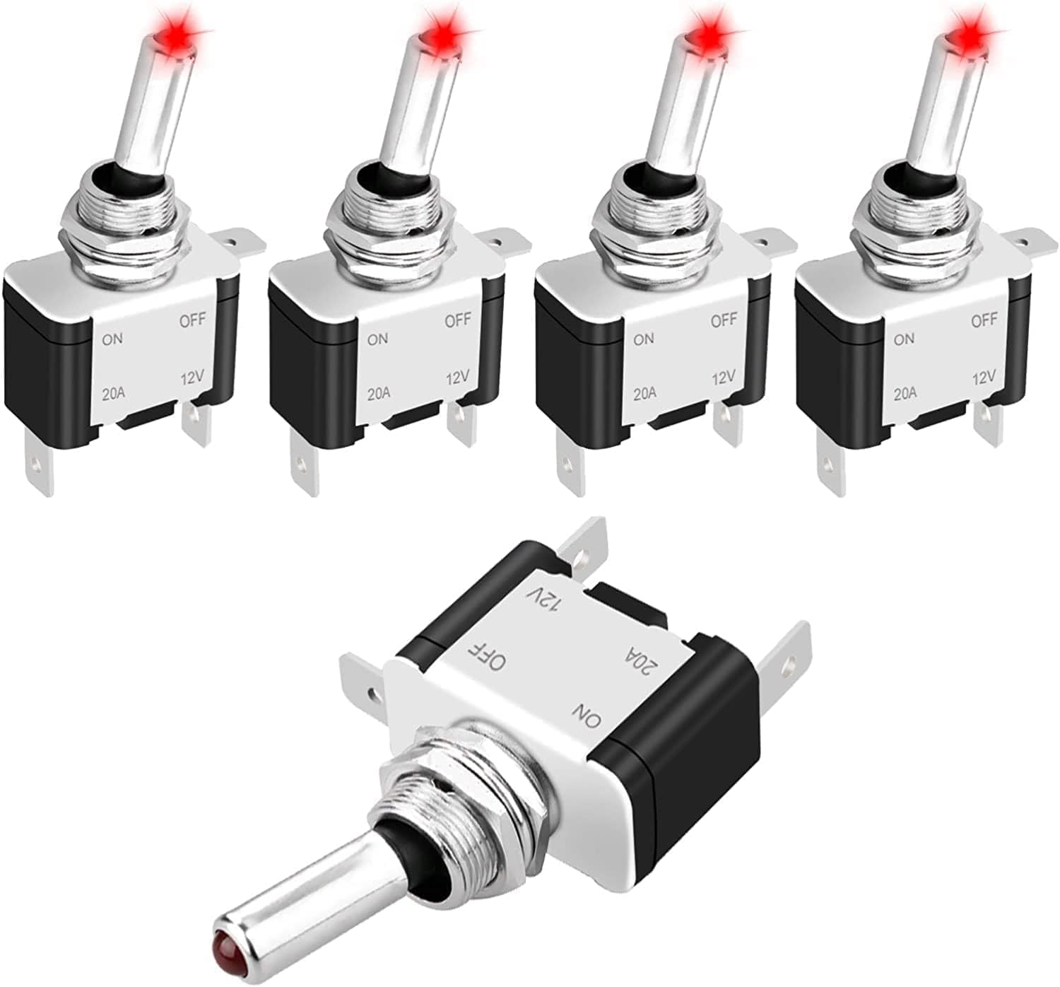 Amazon | Linkstyle 5個 12V LEDトグルスイッチ 防水 3ピン SPST